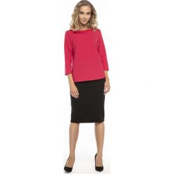 Elegancka Czerwona Bluzka z Kołnierzem Jackie Kennedy. Czerwone bluzki damskie marki Molly.pl, s, eleganckie, z golfem, z długim rękawem. Za 119,90 zł.