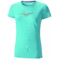 Mizuno Koszulka Imp Core Graphic Tee Blue Atoll Mel M. Niebieskie bluzki sportowe damskie marki Mizuno, m, z krótkim rękawem. W wyprzedaży za 99,00 zł.