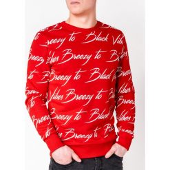 Bluza męska bez kaptura z nadrukiem B902 - czerwona. Czerwone bluzy męskie Ombre Clothing, s, z nadrukiem, z bawełny, z kapturem, bez rękawów, bez kaptura. Za 39,00 zł.