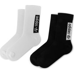 Zestaw 2 par wysokich skarpet unisex adidas - Thn Crw ED8030 White/Black. Czarne skarpetki damskie Adidas, bez wzorów, z elastanu. Za 39,95 zł.