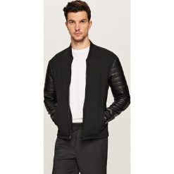Bejsbolówki męskie: Bluza w motocyklowym stylu - Czarny