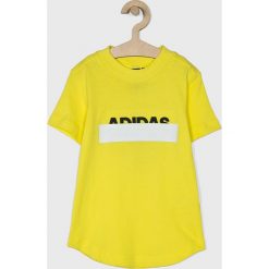 Adidas Performance - T-shirt dziecięcy 110-176 cm. Żółte t-shirty chłopięce adidas Performance, z nadrukiem, z bawełny, bez rękawów. W wyprzedaży za 69,90 zł.