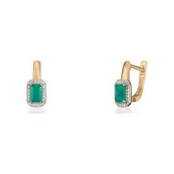 Kolczyki damskie: Wspaniałe Złote Kolczyki – złoto żółte 585, Diament 0,11ct…