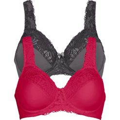 Biustonosz minimizer na fiszbinach (2 szt.) bonprix czerwień granatu + antracytowy. Czerwone biustonosze bonprix, bez wzorów. Za 75,98 zł.