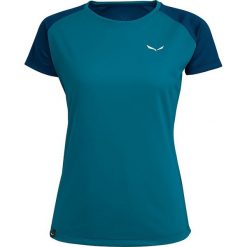 Koszulka funkcyjna "Sporty B" w kolorze niebieskim. Niebieskie t-shirty damskie Salewa, z nadrukiem, z materiału, z okrągłym kołnierzem. W wyprzedaży za 65,95 zł.