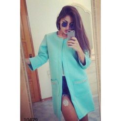 Wełniany Pastelowy Płaszcz z Rękawem 3/4. Kurtki damskie Molly, m, bez wzorów, z poliesteru. Za 79,90 zł.
