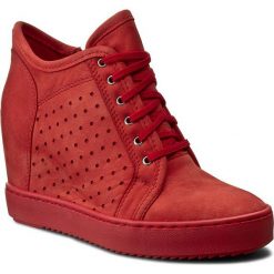 Sneakersy SIMEN - 0656 S1924. Czerwone półbuty damskie marki Simen, bez wzorów, ze skóry, bez obcasa, na koturnie, bez zapięcia. W wyprzedaży za 229,00 zł.