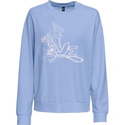 Bluza dresowa bonprix perłowy niebieski - biały z nadrukiem. Niebieskie bluzy damskie marki bonprix, z dresówki. Za 74,99 zł.