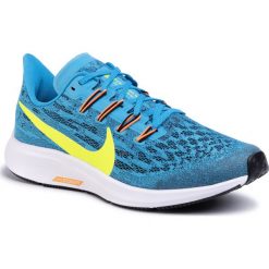 Buty NIKE - Air Zoom Pegasus 36 GS AR4149 476 Laser Blue/Lemon Venom/Black. Niebieskie buty sportowe damskie Nike, bez wzorów, z tworzywa sztucznego, sportowe, do biegania, nike zoom. Za 369,00 zł.