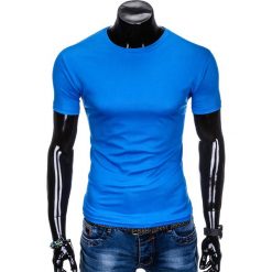 T-shirty męskie: T-SHIRT MĘSKI BEZ NADRUKU S883 - NIEBIESKI