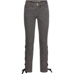 Dżinsy SKINNY z ozdobnym sznurowaniem bonprix szary denim. Szare jeansy damskie bonprix. Za 64,99 zł.