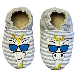Buciki niemowlęce: Skórzane buty niemowlęce „Giraffe” w kolorze szarym
