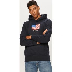GAP - Bluza. Niebieskie bluzy męskie GAP, s, z nadrukiem, z bawełny, z kapturem, bez rękawów, z kapturem. Za 219,90 zł.