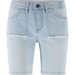 Szorty dżinsowe ze stretchem i nadrukiem bonprix jasnoniebieski. Niebieskie szorty damskie bonprix, z nadrukiem, z jeansu. Za 49,99 zł.