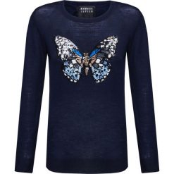 Sweter MARKUS LUPFER SEQUIN BUTTERFLY NATALIE Granatowy. Niebieskie swetry damskie marki Markus Lupfer, z aplikacjami, z jeansu, bez rękawów, bez kaptura. W wyprzedaży za 1070,00 zł.