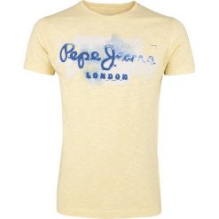 T-Shirt Pepe Jeans Golders Yellow. Żółte t-shirty męskie Pepe Jeans, m, bez wzorów, z jeansu, klasyczne, z klasycznym kołnierzykiem. Za 69,00 zł.