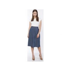 KLASYCZNA ROZKLOSZOWANA SPÓDNICA, SP120 JEANS. Niebieskie spódniczki damskie Lanti, z wiskozy, klasyczne, rozkloszowane. Za 119,00 zł.
