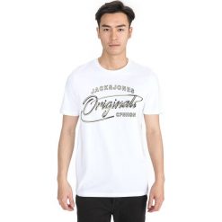 Jack & Jones Pex Koszulka Biały. Białe podkoszulki męskie xxl, z nadrukiem, z bawełny, krótkie. Za 56,95 zł.