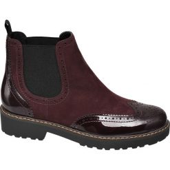 Botki damskie Graceland bordowe. Czerwone botki damskie Graceland, z materiału, bez obcasa, na obcasie, bez zapięcia. Za 139,90 zł.