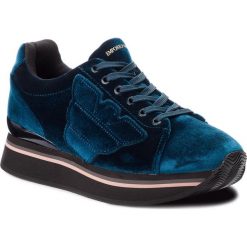 Sneakersy EMPORIO ARMANI - X3X057 XD163 00357 Petrolio. Niebieskie sneakersy damskie Emporio Armani, z materiału. Za 769,00 zł.