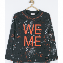 Koszulka. Szare t-shirty chłopięce FUTURE, z nadrukiem, z bawełny, z długim rękawem. Za 29,90 zł.