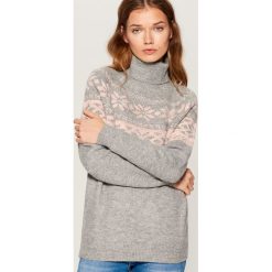 Sweter z golfem Little Friends - Szary. Szare golfy damskie Mohito, l. Za 129,99 zł.