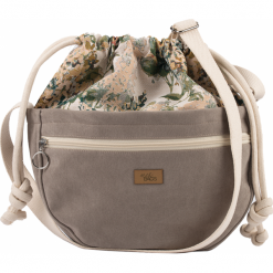 Torebka listonoszka "CROSSERKA", kolor taupe bloom. Listonoszki damskie me&BAGS, w kwiaty, z tkaniny, przez ramię, małe, bez dodatków. Za 219,00 zł.