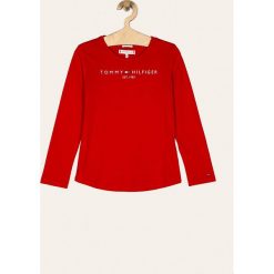 Tommy Hilfiger - Longsleeve dziecięcy 128-176 cm. Niebieskie bluzki dziewczęce TOMMY HILFIGER, z nadrukiem, z bawełny, z okrągłym kołnierzem, z długim rękawem, długie, bez kaptura. Za 119,90 zł.