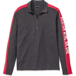 Shirt ze stójką bonprix antracytowy melanż - czerwony. Szare koszulki męskie bonprix, s, bez wzorów, sportowe, ze stójką, bez rękawów. Za 69,99 zł.