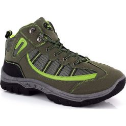 Buty trekkingowe męskie: Skórzane buty trekkingowe „Lucania” w kolorze zielonym