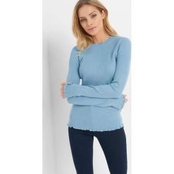 Prążkowany sweter. Niebieskie swetry klasyczne damskie Orsay, xs, z dzianiny, z okrągłym kołnierzem. Za 69,99 zł.