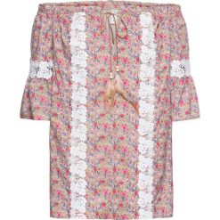 Bluzka w kwiaty bonprix kamienisty z nadrukiem. Szare bluzki damskie koronkowe marki bonprix. Za 44,99 zł.