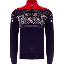 Sweter DALE OF NORWAY PODIUM. Niebieskie swetry męskie Dale of Norway, z aplikacjami, z wełny, sportowe, ze stójką, bez kaptura. Za 880,00 zł.