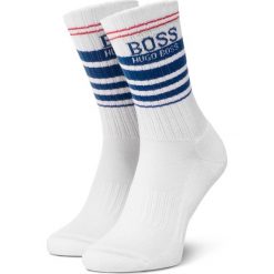 Skarpety Wysokie Męskie BOSS - Qs Rib Stripe Cc 50425485 100. Białe skarpetki męskie Boss, bez wzorów, z elastanu. Za 49,00 zł.