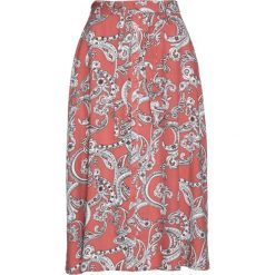 Spódnica z wiskozy bonprix rabarbarowo-biel wełny z nadrukiem. Różowe spódniczki damskie bonprix, w paski, z wiskozy. Za 79,99 zł.