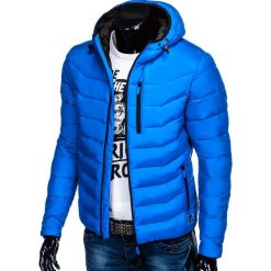 KURTKA MĘSKA ZIMOWA PIKOWANA C371 - NIEBIESKA. Niebieskie kurtki męskie marki Ombre Clothing, na zimę, m, z nylonu. Za 129,00 zł.