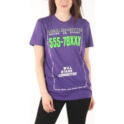 Diesel T-Diego-Di-Fi Koszulka Fioletowy. Fioletowe koszulki damskie Diesel, s, z nadrukiem, z bawełny, bez kołnierzyka, z krótkim rękawem. Za 326,95 zł.