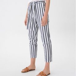 Spodnie chino z dodatkiem lnu - Granatowy. Niebieskie spodnie damskie House, s, bez wzorów. Za 79,99 zł.