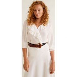 Mango - Bluzka Plis2. Szare bluzki wizytowe marki Mango, l, z aplikacjami, ze lnu, eleganckie. Za 199,90 zł.