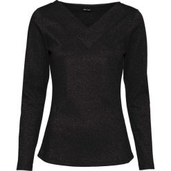 Shirt polo z lureksową nitką bonprix czarny. Czarne koszulki damskie bonprix, bez wzorów, polo, bez rękawów. Za 84,99 zł.