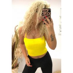 Top IZELMA YELLOW. Żółte bluzki damskie IVET, bez wzorów, bez kołnierzyka. W wyprzedaży za 29,00 zł.