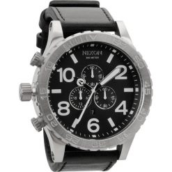 Biżuteria i zegarki męskie: Zegarek męski All Black Nixon 51-30 Chrono leather A1241000