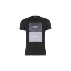 T-shirty z krótkim rękawem Emporio Armani TAMWE. Czarne t-shirty męskie marki Emporio Armani, m, bez wzorów, bez kołnierzyka, krótkie. Za 391,20 zł.