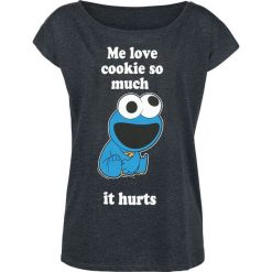 Ulica Sezamkowa Krümelmonster - Me Love Cookie Koszulka damska odcienie ciemnoszarego. Szare t-shirty damskie marki Ulica Sezamkowa, l, z nadrukiem, casualowe, z dekoltem w łódkę. Za 79,90 zł.