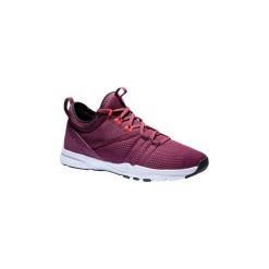 Buty fitness kardio 120 mid damskie. Czarne buty sportowe damskie DOMYOS, bez wzorów, z poliesteru, na fitness i siłownię. Za 99,99 zł.