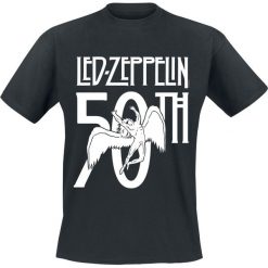 Led Zeppelin 50th Logo T-Shirt czarny. Czarne koszulki męskie marki Led Zeppelin, xl, z nadrukiem, klasyczne, z okrągłym kołnierzem. Za 54,90 zł.