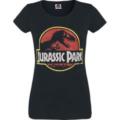 Jurassic Park Classic Logo Koszulka damska czarny. Czarne koszulki damskie marki Jurassic Park, m, z nadrukiem, z okrągłym kołnierzem. Za 74,90 zł.