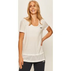Adidas - T-shirt. Białe t-shirty damskie Adidas, s, z nadrukiem, z bawełny, casualowe, z okrągłym kołnierzem. Za 99,90 zł.