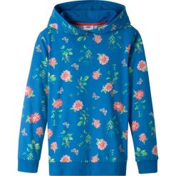 Shirt z kapturem bonprix lazurowy z nadrukiem. Niebieskie bluzki dziewczęce bonprix, z nadrukiem, z kapturem, bez rękawów, z kapturem. Za 34,99 zł.