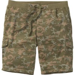 Bermudy bojówki ze ściągaczem Loose Fit bonprix oliwkowy z nadrukiem. Zielone spodenki i szorty męskie bonprix, m, z nadrukiem. Za 109,99 zł.